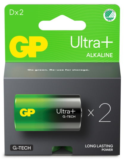 GP Ultra Plus Alkaline D-batterier 2-pak