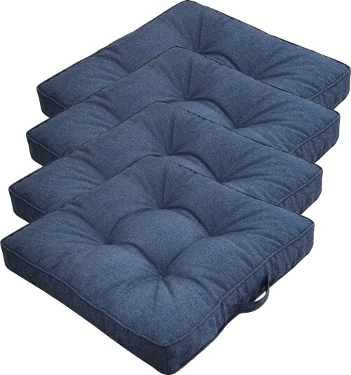 Nordstrand Home Futon pute pakke til hagestol 4 stk.   7 cm myke puter   Mørkeblå hageputer til utendørs bruk   Måler 50x50 cm   Nordstrand Home stolputer