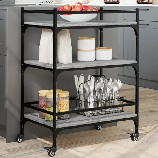 Kjøkkentralle grå sonoma 65x40x86,5 cm konstruert tre 842399 Kjøkkentralle grå sonoma 65x40x86,5 cm konstruert tre 842399