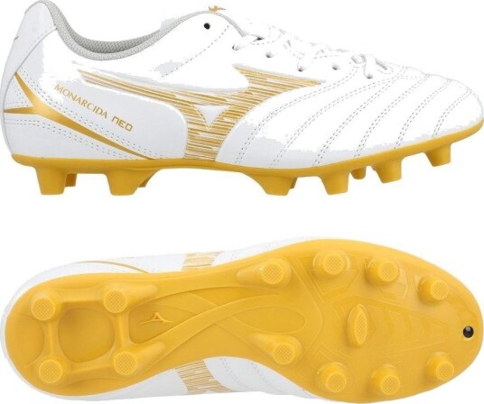 Mizuno Monarcida Neo Iii Select Fg Bright Gold Hvit/gull Barn Gress (Fg) størrelse 37