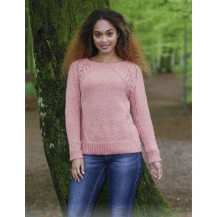 Fersken Frøken by DROPS Design Bluse Strikkeoppskrift str S XXXL