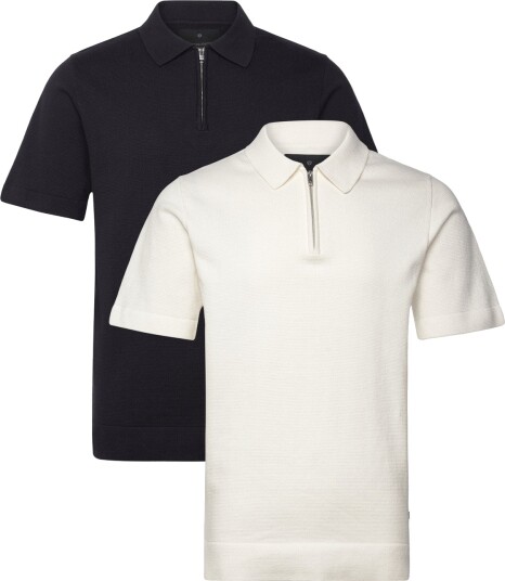 Jack & Jones Jprblamilano Spring Knit Zip Polo 2Pk Mp   Navy   XL