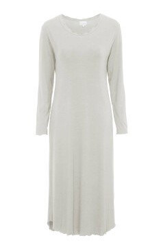 Damella Bamboo Plain Long Sleeve Nightdress Grå Bambus Medium Dame