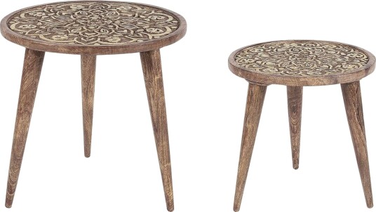 Freida Settbord 45 cm - Mørkt tre/Gull