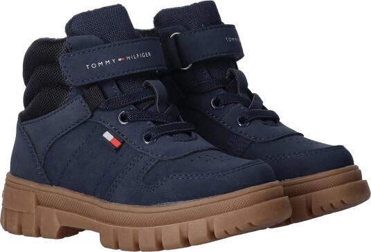 Tommy Hilfiger Lace-Up/Velcro Bootie Camel/Black - BLUE/BLACK - 22/13.5 cm