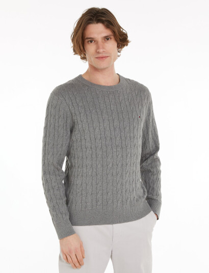 Tommy Hilfiger Classic Cotton Cable Crew Neck - Grey - L Tommy Hilfiger Classic Cotton Cable Crew Neck - Grey - L