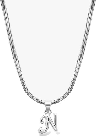 Who Is She Bone Letter Necklace Silver Sølv ONE SIZE
