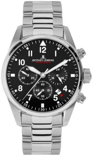 Jacques Lemans Herreklokke 42 2C Sport Sort/Stål Ø42 mm