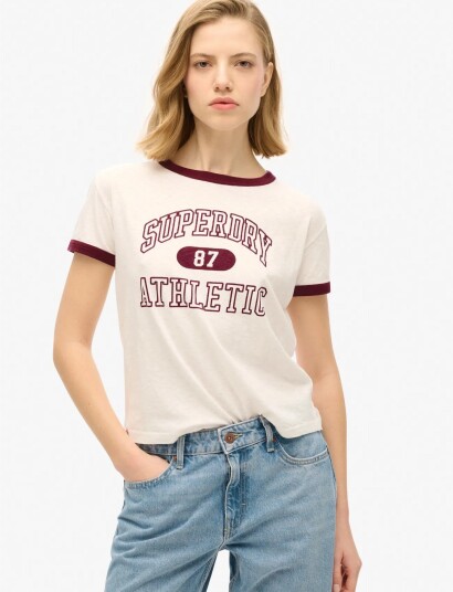 Superdry Athletic Ringer Fitted Tshirt   Cream   44