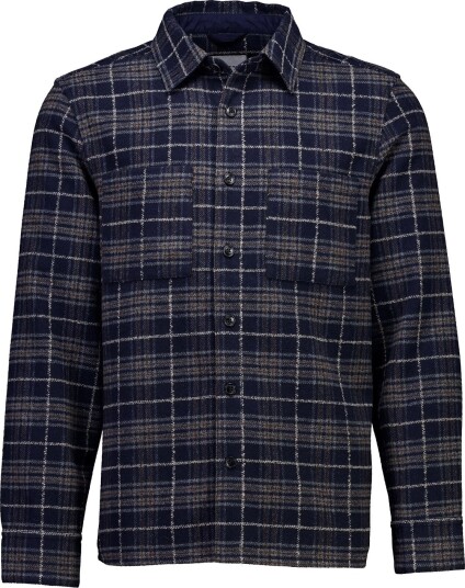 Lindbergh Brushed Check Overshirt Navy M