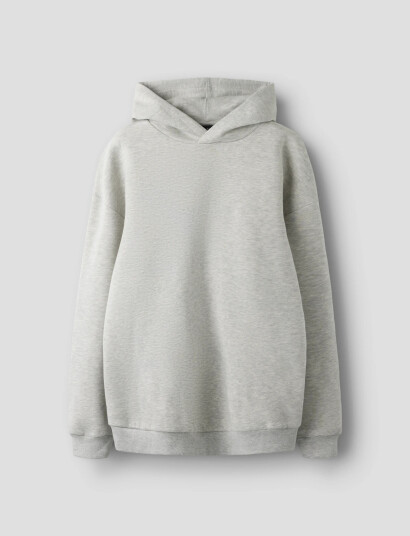LMTD Nlnrenar Ls Bru Loose Sweat W. Hood Grey 158 164