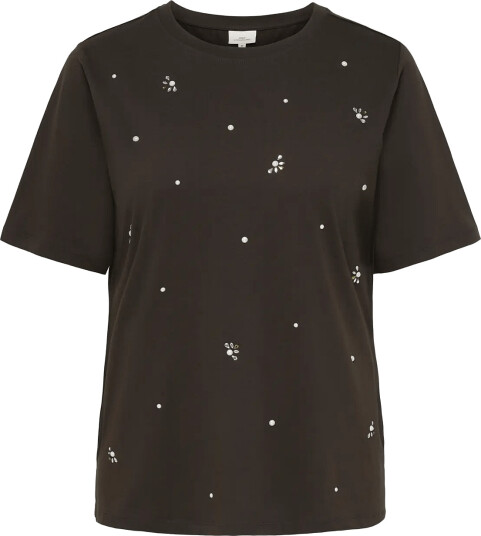 ONLY Carmakoma Carryder Ss Sleeve O Neck Reg Slit Tee Brown 42 44