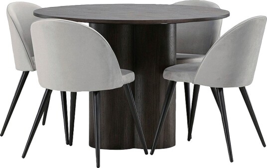 Venture Home Spisegruppe Olivia med 4 stk stoler Velvet Brun Venture Home Spisegruppe Olivia med 4 stk stoler Velvet Brun