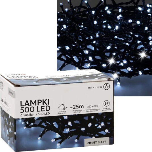 Extralink Lampki Led 500L Zimny Biały Dł. 3 + 25 M Wewn/Zewn *9577