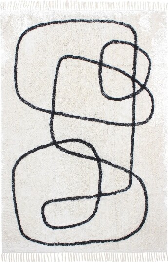 Ryetepper Bavello Natural Cotton Shaggy offwhite/svart Størrelse: 240 x 340 cm