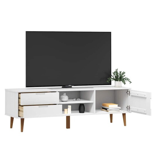 vidaXL TV-benk MOLDE hvit 158x40x49 cm heltre furu 8720845542221