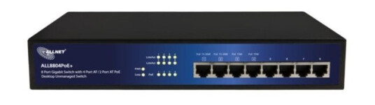 Allnet All8804poe+, Uhåndtert, L2, Gigabit Ethernet (10/100/1000), Strøm Over Ethernet (Poe), Rack-Montering Allnet All8804poe+, Uhåndtert, L2, Gigabit Ethernet (10/100/1000), Strøm Over Ethernet (Poe), Rack-Montering