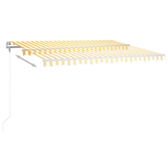 vidaXL Automatisk markise med vindsensor og LED 450x350 cm gul/hvit