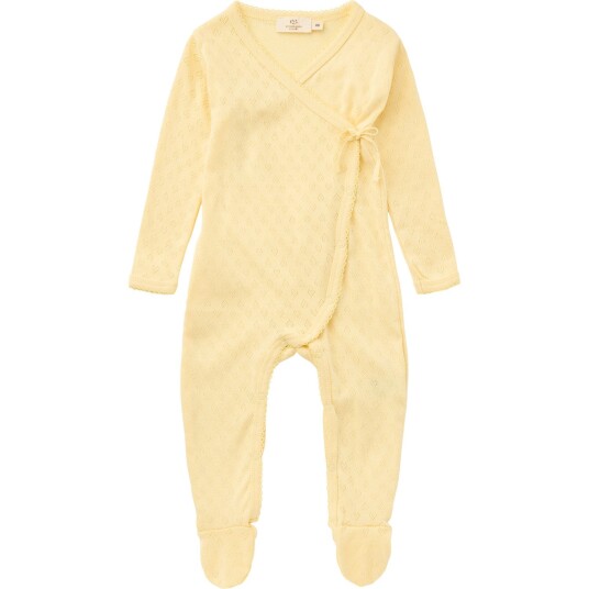 COPENHAGEN COLORS Pale Yellow Pointelle Cross-Over Full Body 68