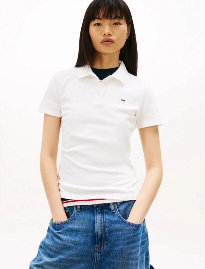 Tommy Jeans Tjw Slim Essential Polo Ss White M