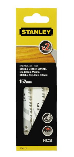 Stanley 152mm Bajonettsagblad for Tre og Plast - 2pk
