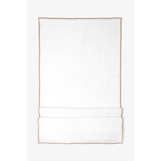 Lama Bordløper Montebaldo i hvit grov lin med beige kant 50 x 140 cm