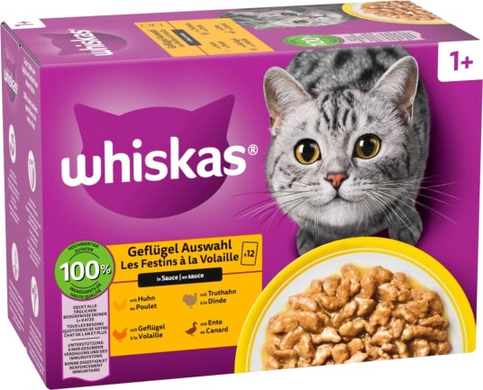 Whiskas Våtfôr Adult Megapakke 1+ Porsjonsposer Fjærkreutvalg I Saus 24 X 85 G 24X85 G Whiskas Våtfôr Adult Megapakke 1+ Porsjonsposer Fjærkreutvalg I Saus 24 X 85 G 24X85 G