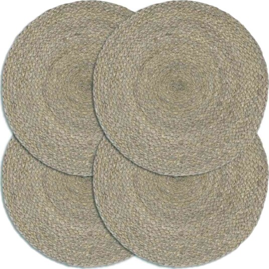 vidaXL Bordmatter 4 stk ren grå 38 cm rund jute