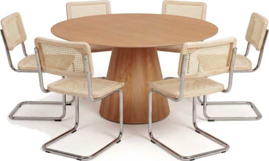 Siena spisegruppe rund 130 cm eik med 6 Build spisestoler - Eik