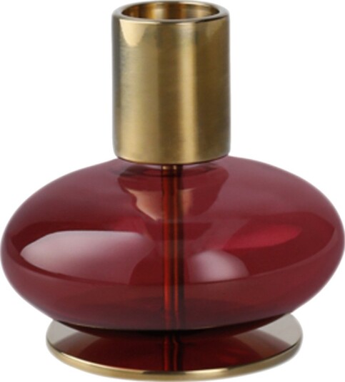 Holmegaard Bubble Lysestake 8 cm Bordeaux Munnblåst Glass