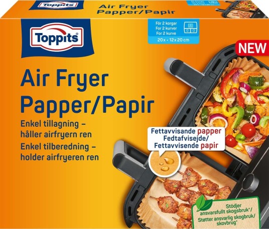 Toppits DFP Bakepapir til Airfryer   12x20cm   7 stk.