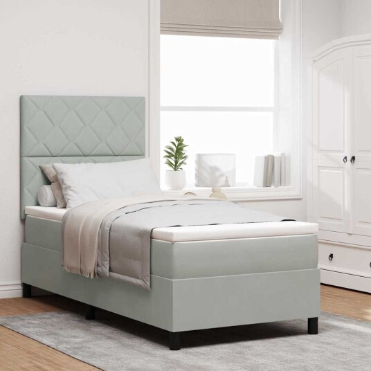Box Spring Seng med Madrass Lysegrå 100x200 cm Fløyel