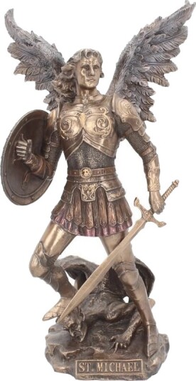 Stor Erkeengel Mikael Figur i Bronse 33 cm