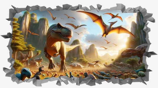 Veggklistremerke / Rektangel Dinosaur Adventure