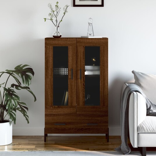 vidaXL Highboard brun eik 69,5x31x115 cm konstruert tre