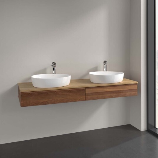 Villeroy & Boch Antao Servantskap med 2 skuffer 160x50x19 cm m/lys Valnøtt/Eik