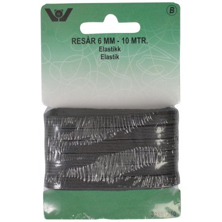 Vj Green Elastisk bånd svart 6 mm 10 m