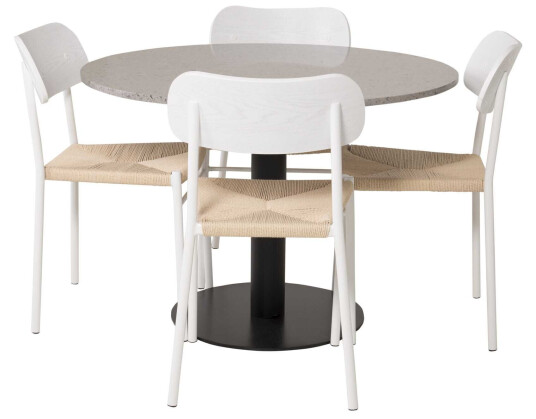 Venture Design Razzia & Polly spisegruppe Grå/hvit 4 st stoler & bord 106 cm