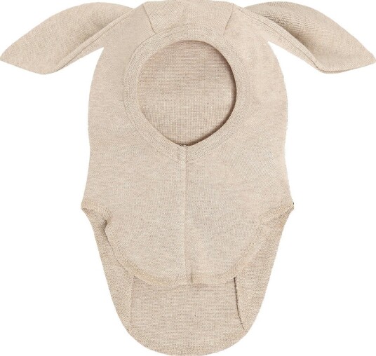 Huttelihut Balaclava - 1-lag - Camel Melert m. Ører - Huttelihut - 6-12 md - Balaclava - enkel - Beige - 62-80