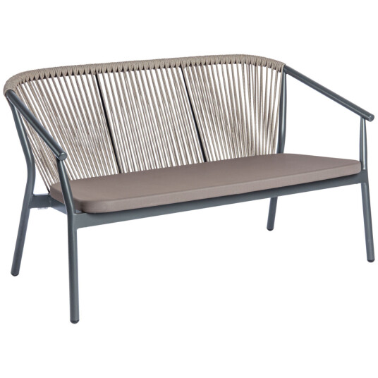 VEGA Utesofa Calvo 3 seters; 140x75x78 cm BxDxH; Sete Gråbrun/taupe Ramme Antrasitt