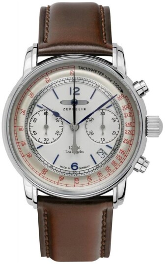 Zeppelin Herreklokke 86145 Los Angeles Sølvfarget/Lær Ø42 mm