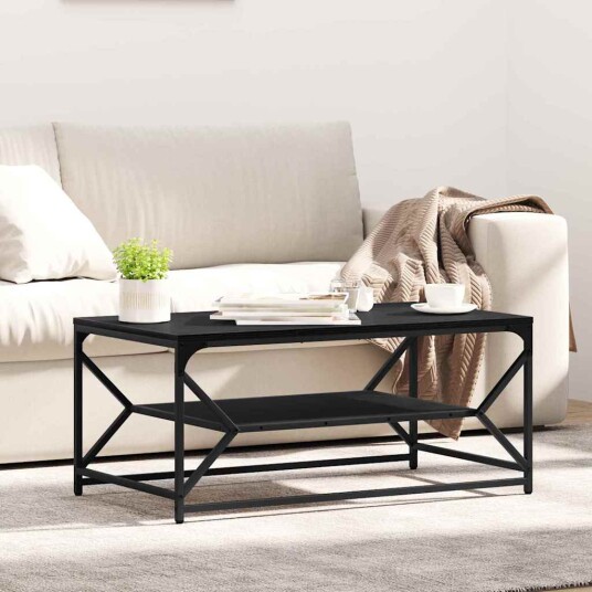 Kaffebord med hylle Svart eik 90x50x40 cm Ingeniørtre Kaffebord med hylle Svart eik 90x50x40 cm Ingeniørtre