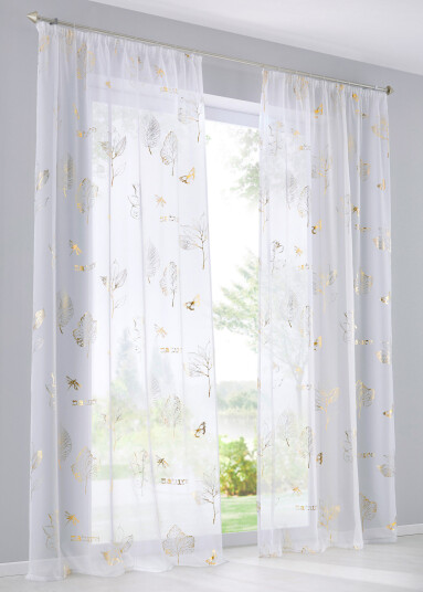 bonprix Transparent gardin med glanstrykk (1-pack) 1 (H/B: 145/140 cm),2 (H/B: 175/140 cm),3 (H/B: 225/140 cm),4 (H/B: 245/140 cm) gull