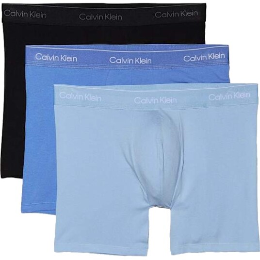 Calvin Klein Boxer Brief 3pk Black Glacier Blue Bell W/ D S Underklær