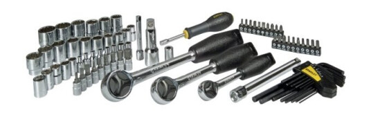 Stanley Pipenøkkelsett 1/4" 3/8" 1/2" - 80 deler