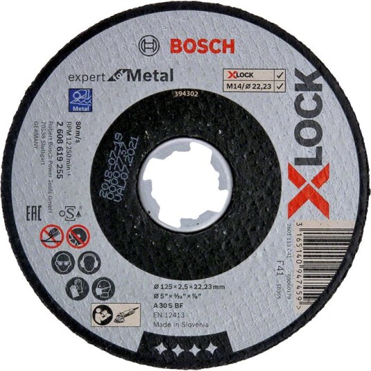 Bosch X-LOCK 125 mm Kappeskive for Metall - Rett Skjæring, A 30 S BF Bosch X-LOCK 125 mm Kappeskive for Metall - Rett Skjæring, A 30 S BF