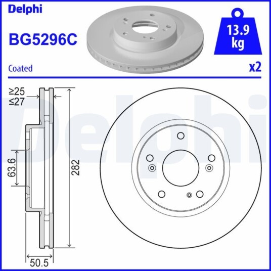 Bremseskive DELPHI BG5296C Bremseskive DELPHI BG5296C