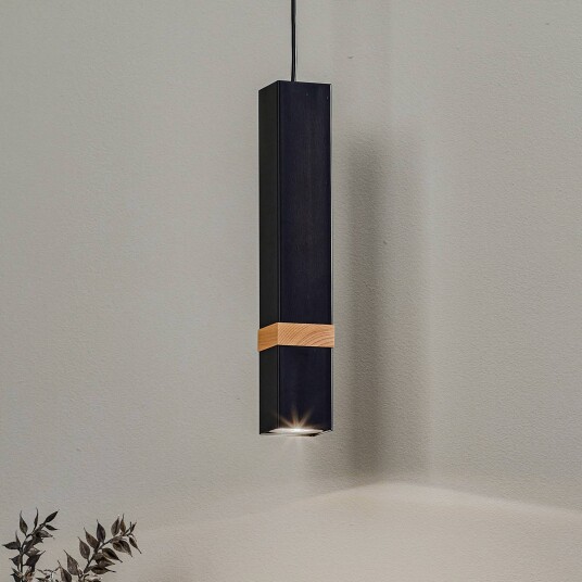 Eko-Light Hengelampe Vidar svart m tredetaljer 1 lyskilde