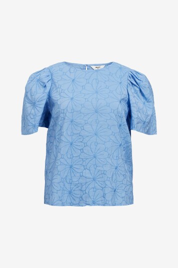 Object - Bluse obkIlly S/S RE O-neck Top 138 - Blå