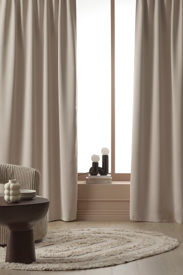 Ellos Home   Gardin med multibånd Sandy mørkleggende 1 stk   Beige